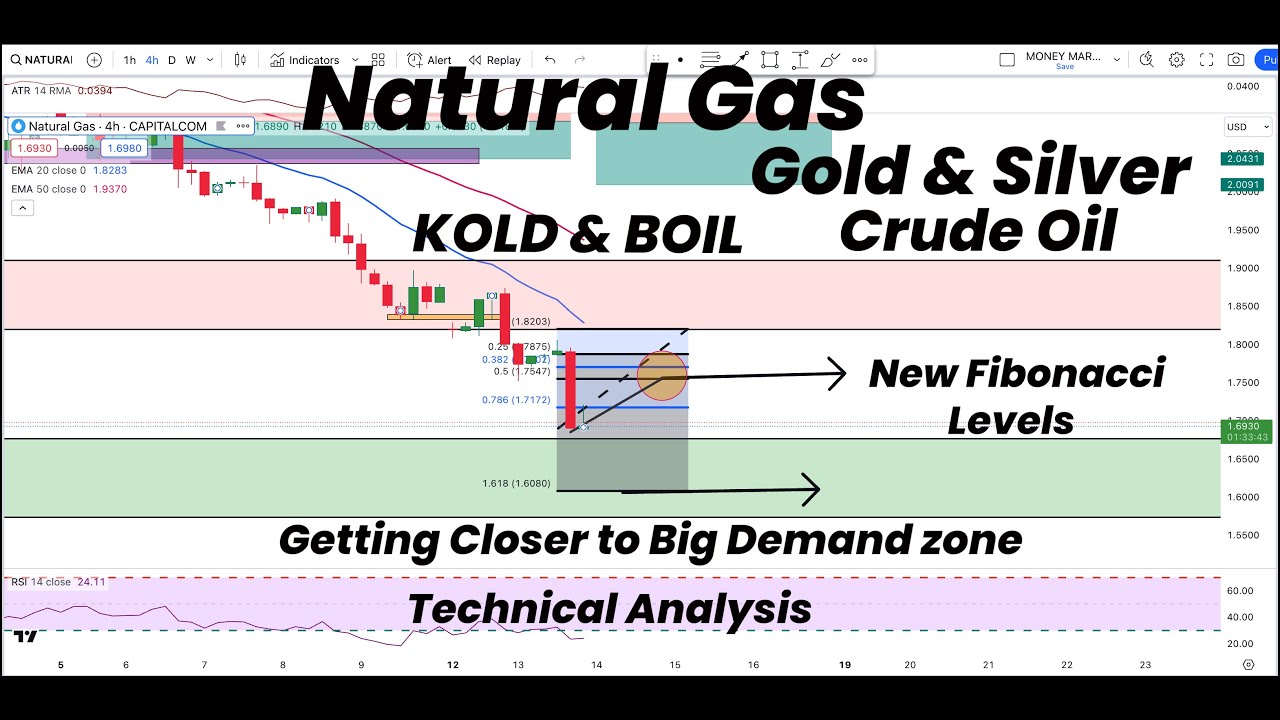 Natural Gas to Big DEMAND Zone & New FIBONACCI Levels | Gold | Silver ...