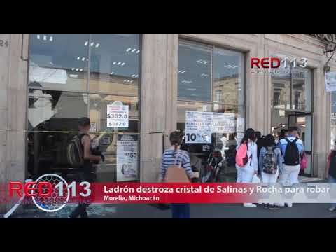 VIDEO Ladrón destroza cristal de la fachada de "Salinas y Rocha" para robarse una tele
