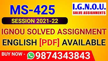 MS-425 Solved Assignment 2021-22 in English, MS 425 Solved Assignment 2022, MS-425 Assignment