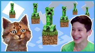 CREEPERS INVADED OUR ISLAND!  Minecraft But We Only Get ONE BLOCK! #2