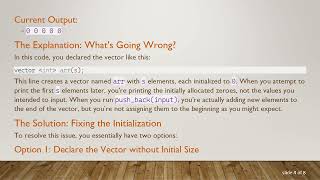 Understanding C+ +  Vector Updates: Fixing Initialization Issues
