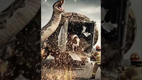 Rescue cow from a giant python #funny #animals #shorts #rescue #python #cow