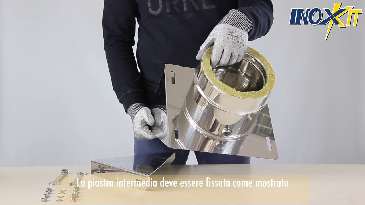 Montaggio coppia supporti su piastra base con scarico laterale