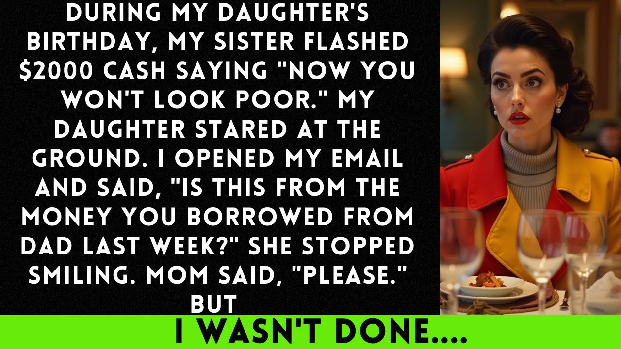 During My Daughter's Birthday, My Sister Flashed $2000 Cash Saying 