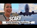 Plane landing SKIATHOS airport - Scary plane landing