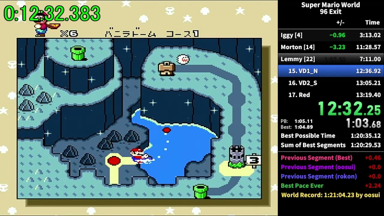 スーパーマリオワールド 96 Exit (全ゴール) RTA 1:21:57.433 - YouTube