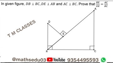 In the given figure, DB⊥BC, DE⊥AB and AC⊥BC.Prove that BE/DE=AC/BC.