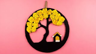 DIY Tree Wall hanging idea using card board and flower | Manualidades en casa | Kreative Crafts