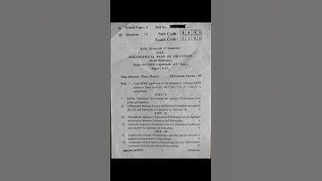 Philosophical basis of education question paper 2023/b.ed Ist semester/Punjab university chandigarh
