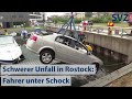 Auto stürzt in Warnow - Fahrer rettet sich durch Heckscheibe