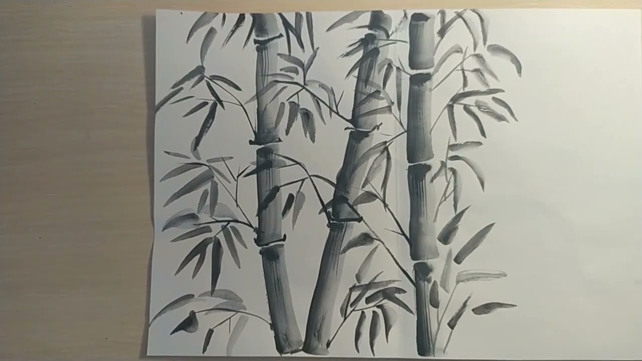 БАМБУК рисунок японская живопись тушью. - YouTube