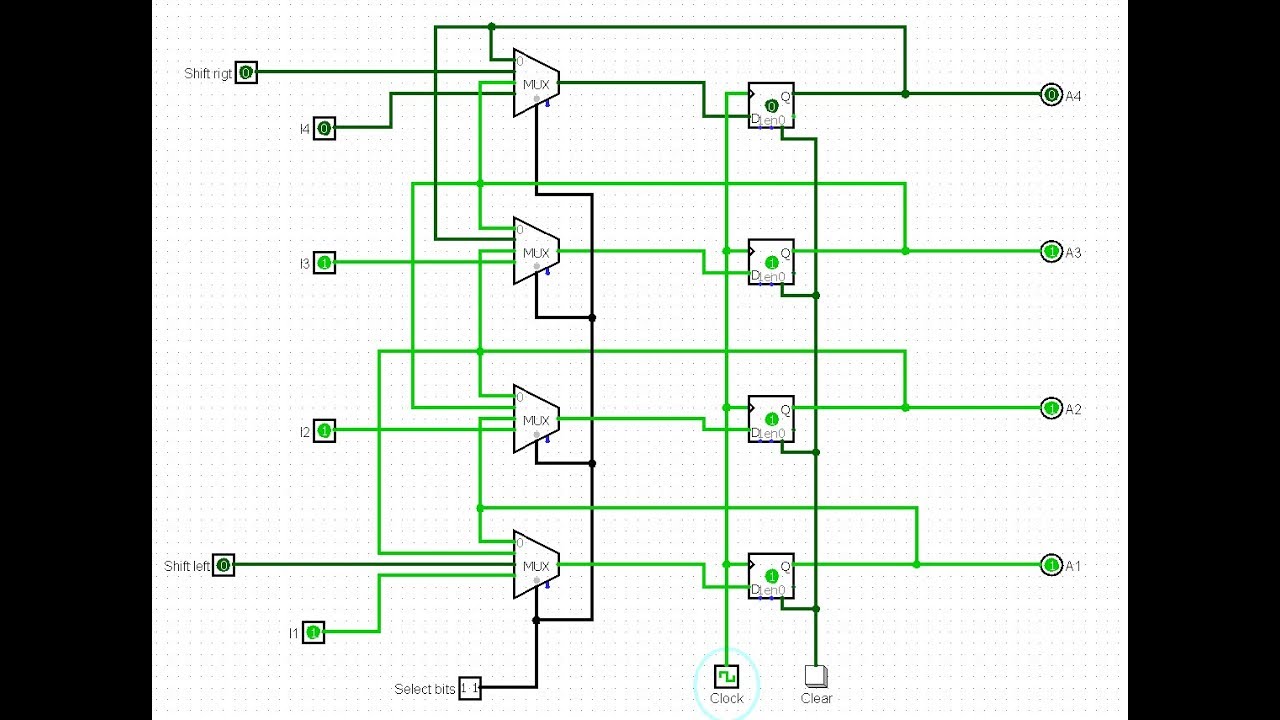 4 Bit Universal Shift Register in Logisim - YouTube