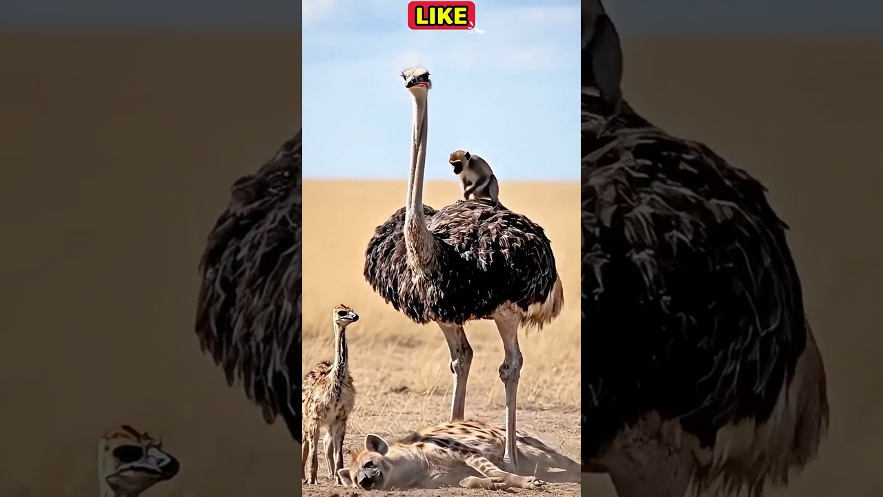 Can a Mother Ostrich Save Its Baby from a Hyena❓
