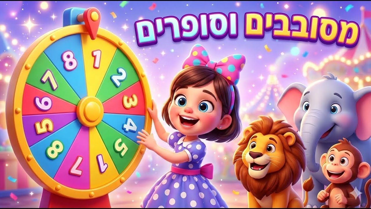 מסובבים וסופרים! לימוד מספרים לילדים 1-8 🦁 גלגל המזל עם חיות לפעוטות
