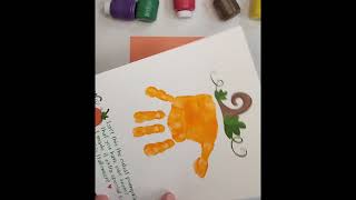 Halloween Handprint Art, Pumpkin Handprint Craft for Kids #halloweenfun #handprintart #footprints