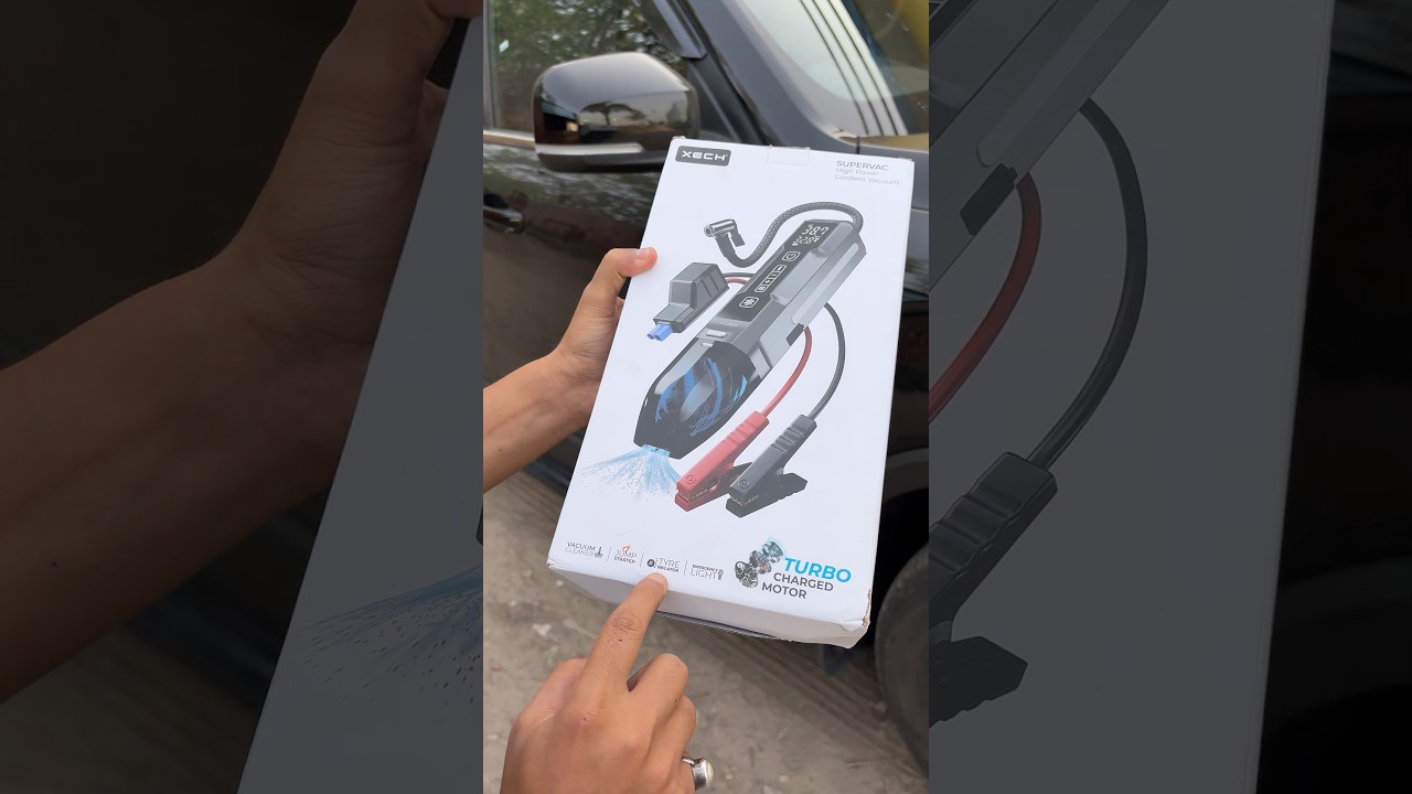 Porodo 4-in-1 Car Tyre Inflator, Jump Starter Emergency Light.