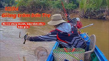 Câu tôm càng sông- buổi sáng ngay nước chảy ròng mạnh- tôm càng to kéo cong vút cần mới lên