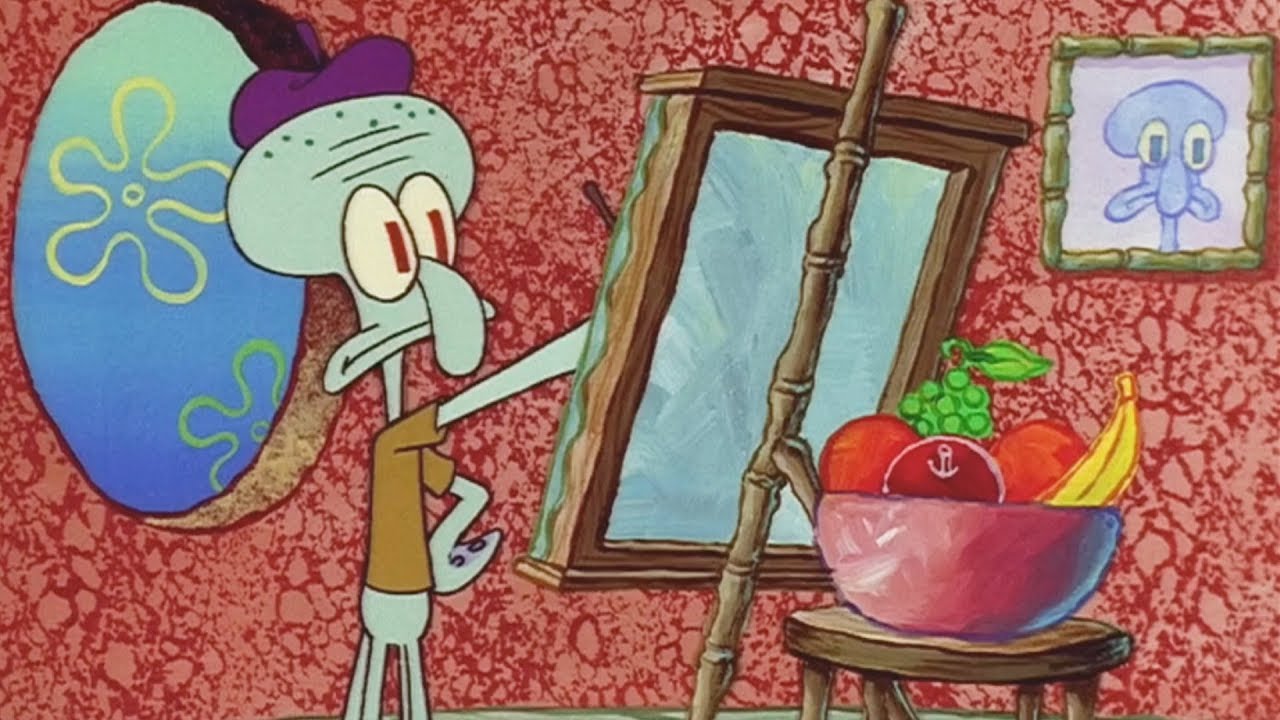 Squidward Painting Fruit - YouTube