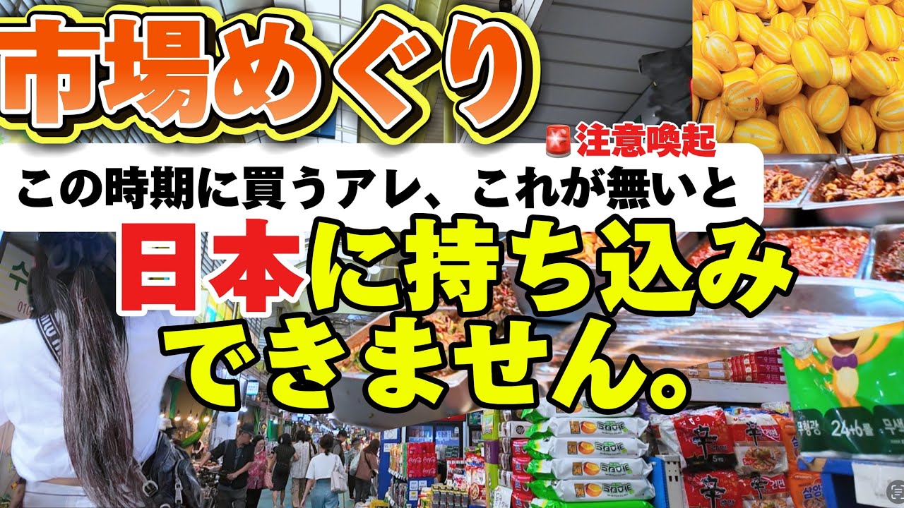 【韓国旅行】⚠️今から渡韓する方へ‼️空港で没収される前にシェア。マンウォン市場　まるごと見せます‼️食べ歩き　モッパン　韓国　vlog 市場めぐり