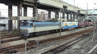 【山陽本線】JR貨物 EF66-104号機牽引 5051レ貨物列車 東福山駅通過