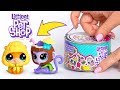 Vamos Alimentar Famintos Animais de Estimação de Brinquedo | Abrindo Littlest Pet Shop