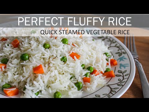 Simple Steamed Vegetable Rice Recipe (Vegan) | How to make Perfect Fluffy Rice | Vegan Recipe