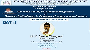 One week Faculty Development Programme day-1