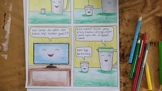 Cara Menggambar Komik 6 Kotak Bertokoh Buah-buahan Tema Bersama Kita Patuhi Protokol Kesehatan