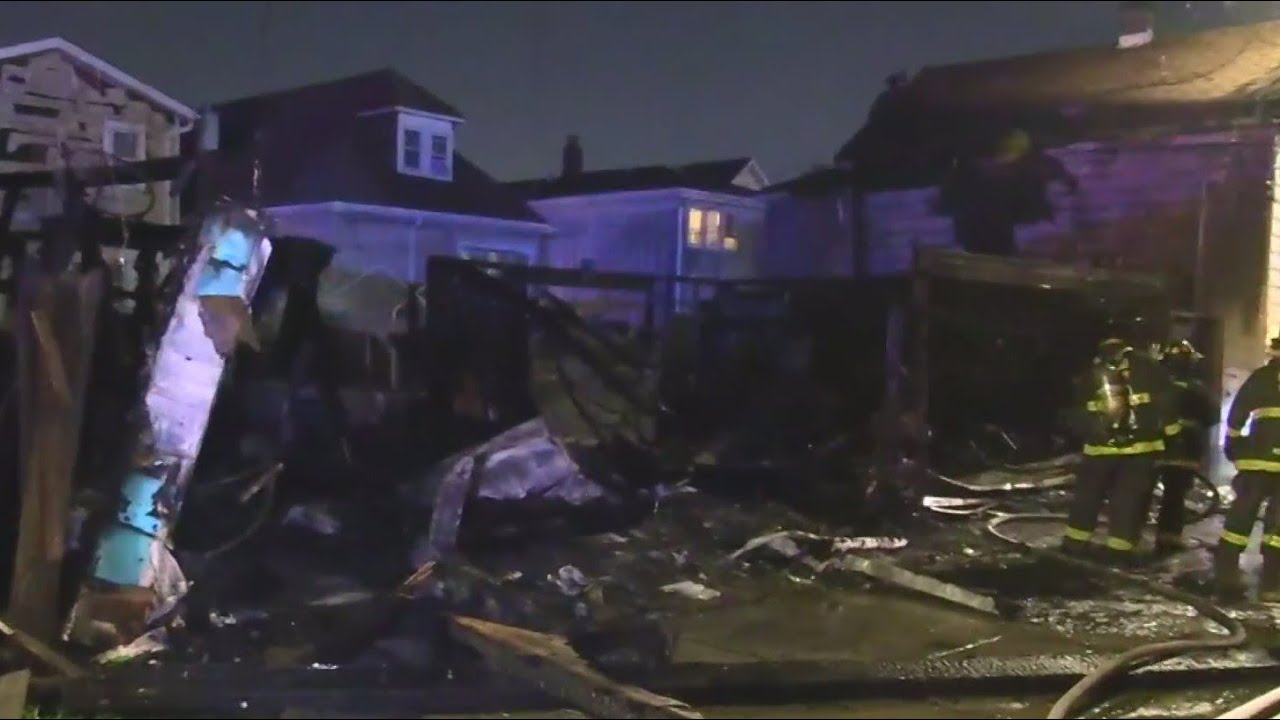 6 Garages Damaged In Fire Set Off By Fireworks In Clearing - YouTube