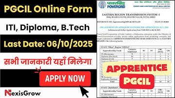 PGCIL Apprentice Recruitment 2025 | All Details 🔥 Eligibility, Vacancy, Selection Process, Apply Now