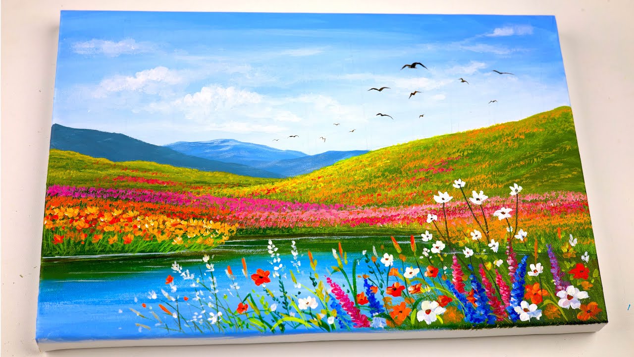 Landscape Painting / Painting tutorial for beginners | How to Paint 24 ...