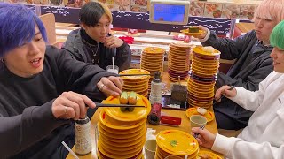 何皿食べれる？大人6人が回転寿司で大食いしたら台本あるようなラストで全員大爆笑ww