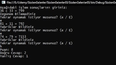 002 - Sizden Gelenler (C# Toplama İşlemi Oyunu)