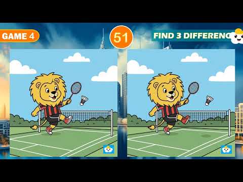 Spot The Difference Puzzle | Lion Playing Badminton Male Fairy Practicing Sword Fighting