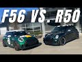 Side by side comparison of the f56 and the r50 mini cooper