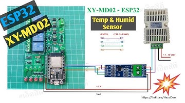 Arduino#70 | ESP32+Modbus Sensor XY-MD02 | สอนใช้งานเซ็นเซอร์วัดอุณภูมิและความชื้น MD02 | #เฮ็ดสิดี