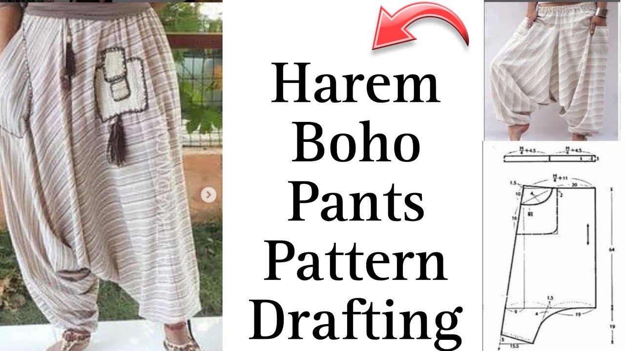 Harem boho pants cutting and stitching/boho harem pants /harem pants pattern