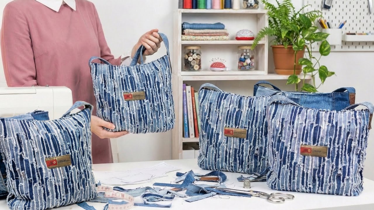 СДЕЛАЛА ШЕДЕВР ИЗ ДЖИНСОВЫХ ОБРЕЗКОВ! Модная сумка своими руками по нулевой стоимости!