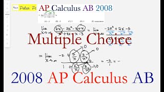 2008 AP Calculus AB Multiple Choice Problems 1-12 (No Calculator)