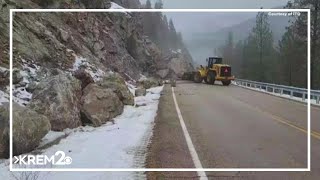 Idaho rockslide closes part of Highway 21