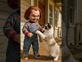 チャッキーとにゃんこたちの出会い #こねこ #チャッキー #ホラーにゃん Chucky Meets the Kitties 🐾 #Chucky #ScaryCute #meow