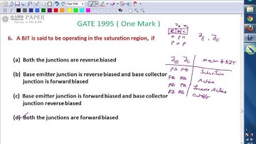 GATE 1995 ECE Operating regions of Transistor, saturation, active and cutoff regions