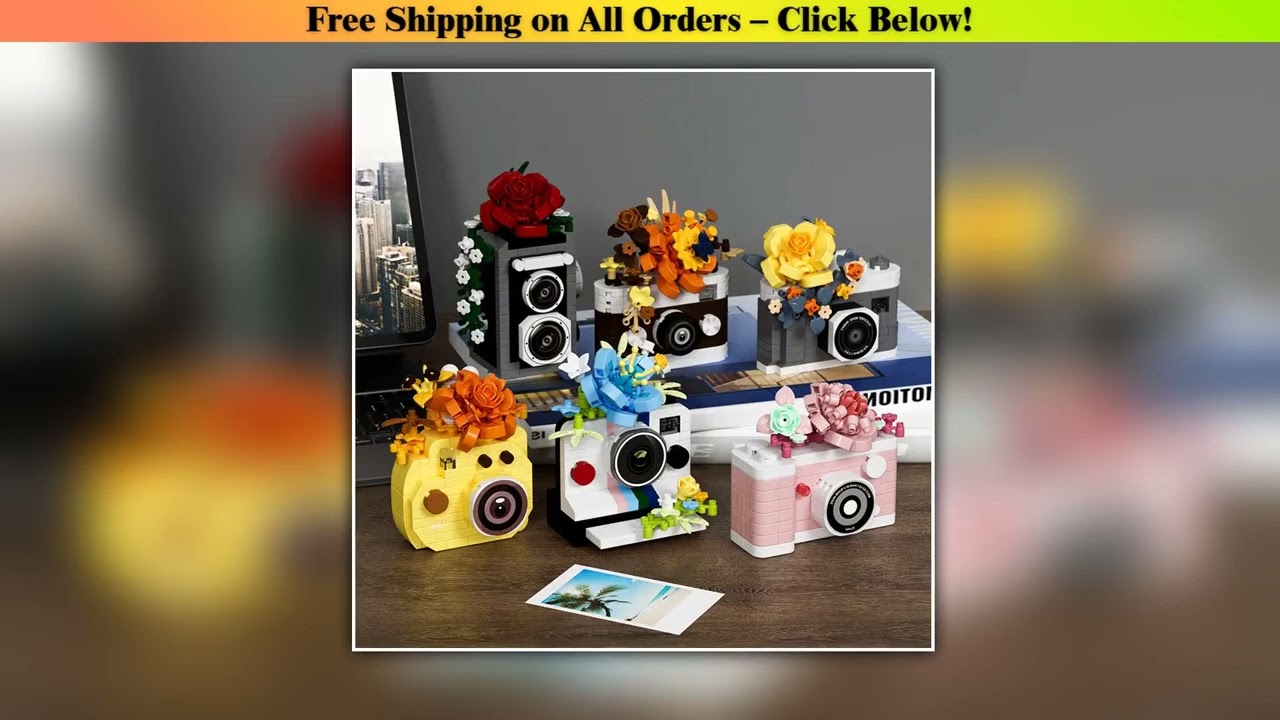 SLR Camera Mirror Flower Model Building Block Set Creative Trendy Ornament Educational Toy for Chil