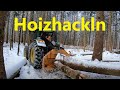 Hoizhackln, Holzrücken im Schnee mit John Deere und Ritter Winde