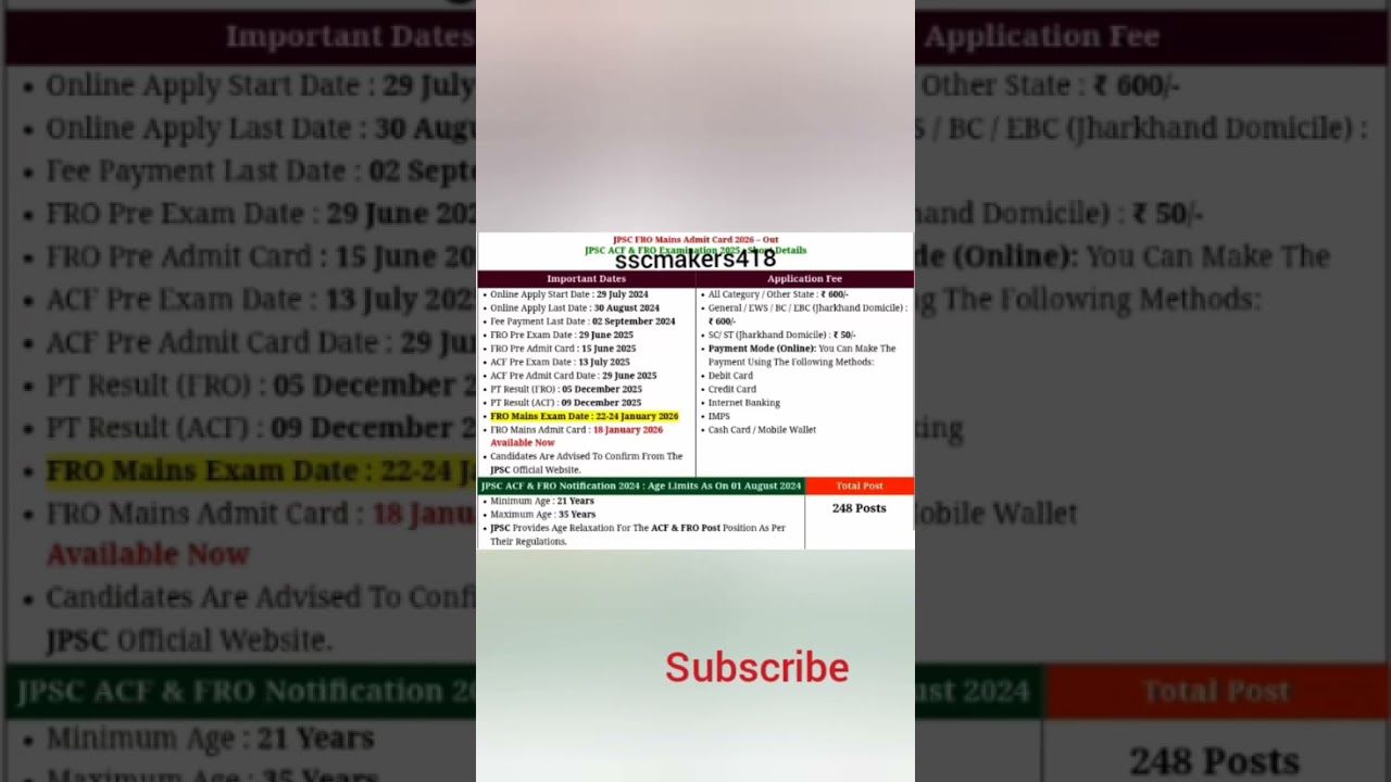JPSC FRO main Admit card 2026 | jpsc ACF&FRO examination || jpsc fro Admit card download kaise kren