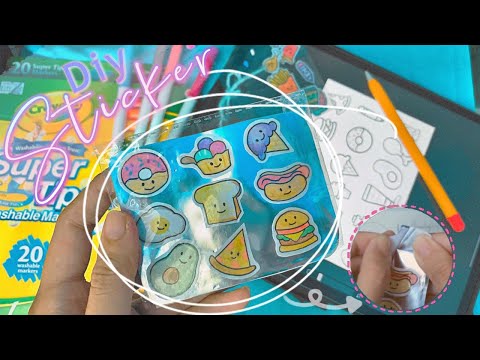 TỰ LÀM STICKER | How To Maker Cute Sticker | DIY PAPER FOOD STICKERS 🍔🌭🍟🍕