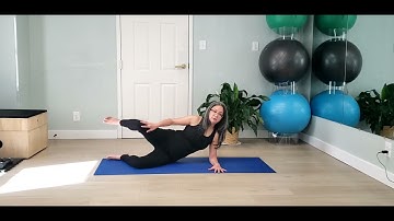 Side plank clamshell with isometric hold