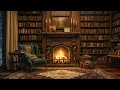  frosty pages and fireside wisdom the library study room with a fireplace  asmr one hour