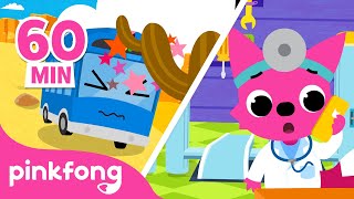 🚌 Five Little Buses Jumping on the Road and more | +Compilation | Pinkfong Songs for Children