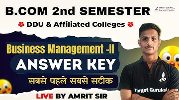 Business Management -II Answer Key | DDU B.Com 2nd Semester Exam 2024 | Paper
